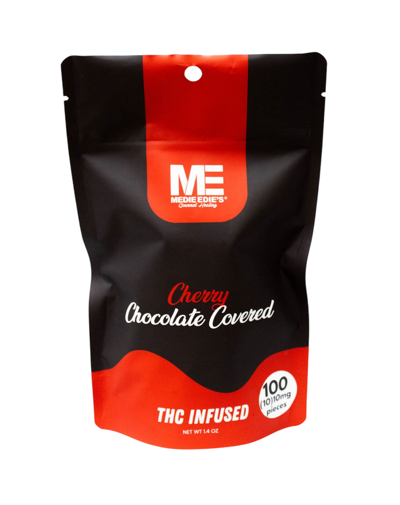 Photograph of product: Medie Edie's 100mg (10x10mg) Chocolate Covered Yummies - Cherry