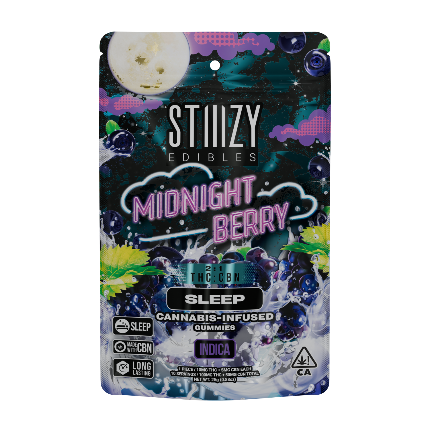 Photograph of product: Midnight Berry 2:1 TH-oui:CBN 100mg Oui'd
