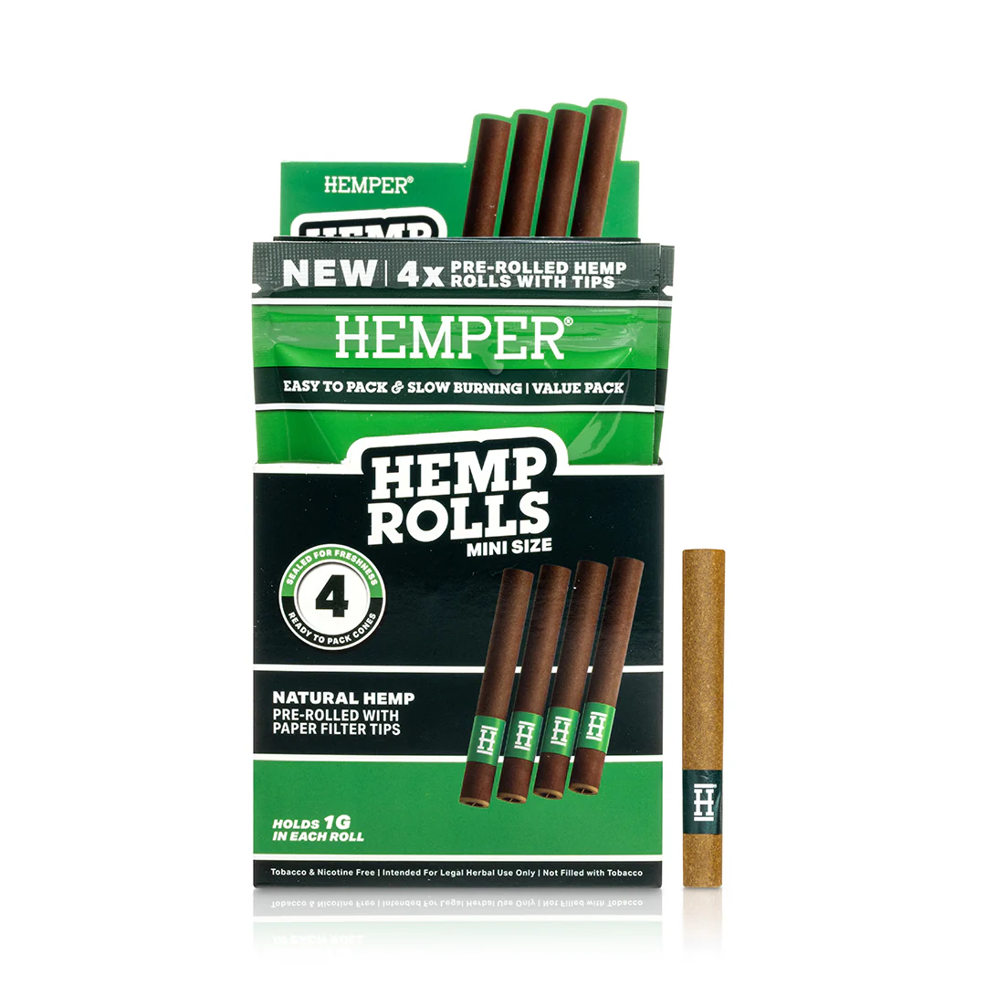 Photograph of product: Hemper - Mini Size Hemp Rolls with Paper Tip - 4PK