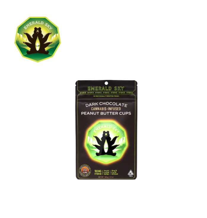 Photograph of product: HYBRID DARK CHOCOLATE 100MG 10 PACK PEANUT BUTTER CUPS