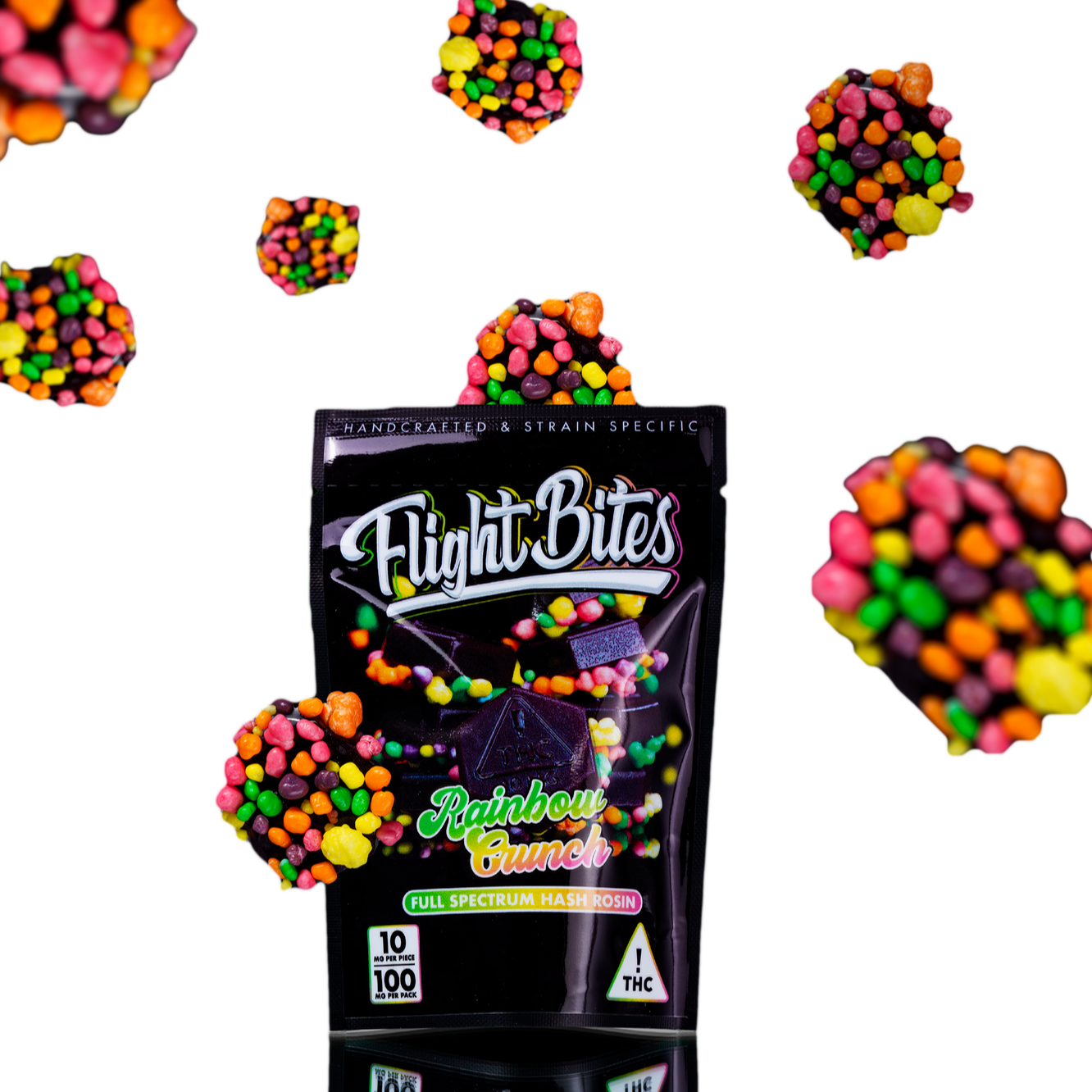 Photograph of product: Flight Bites | Rainbow Crunch Rosin Gummies | 100mg