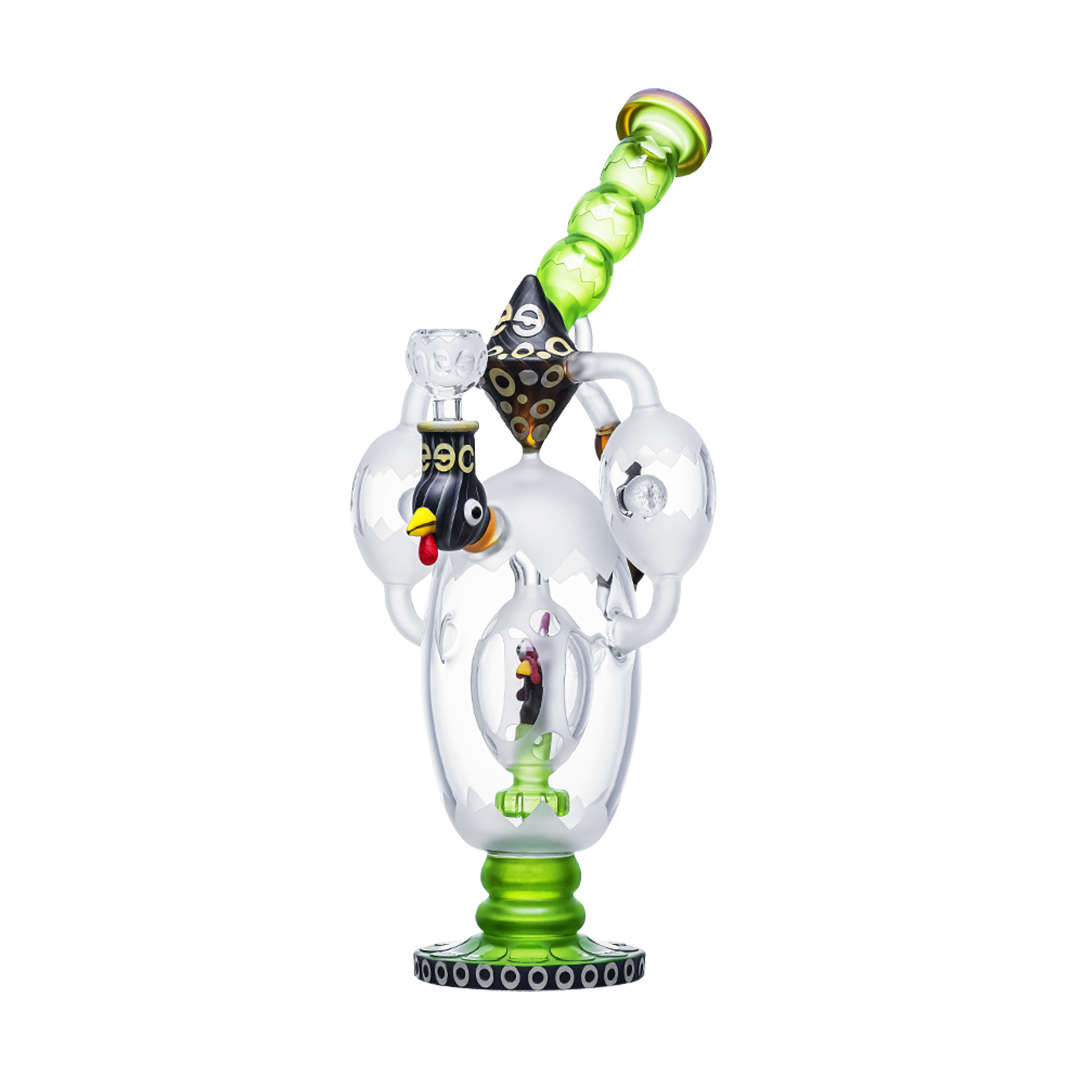 Photograph of product: Cheech | Rooster in an Egg | Green | 14.5"