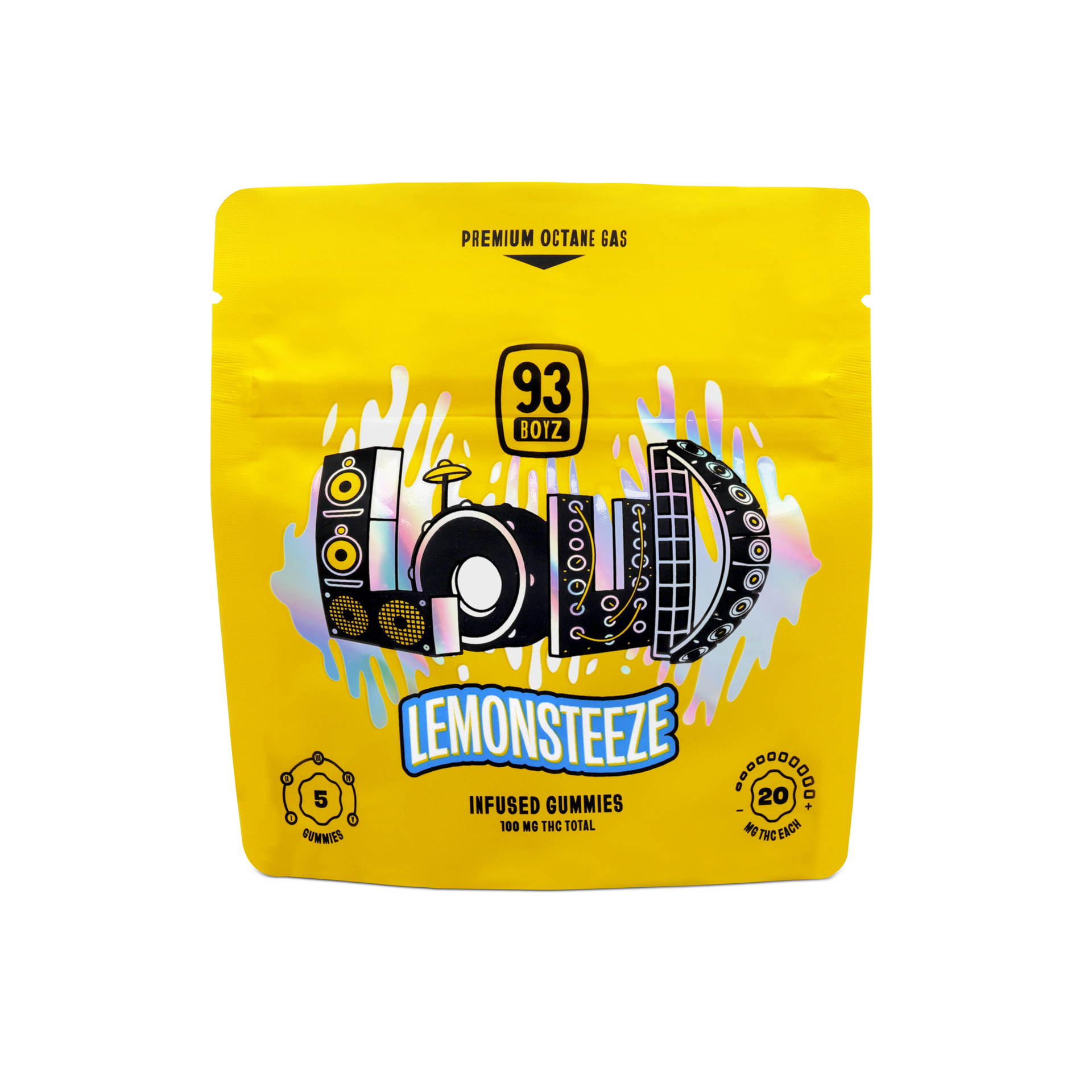 Photograph of product: 93 Boyz - Gummies - LOUD Lemonsteeze 5pk (100mg)