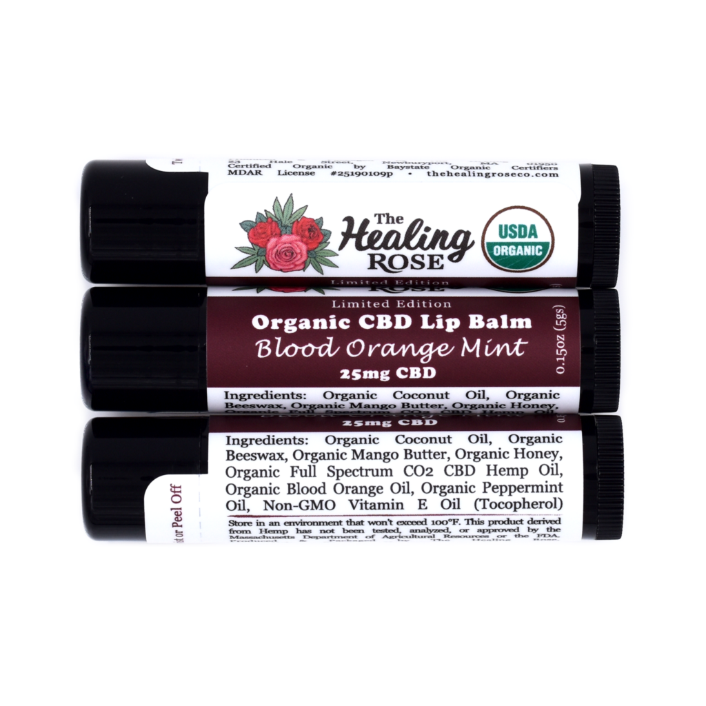 Photograph of product: Organic Blood Orange Mint Lip Balm | 25mg CBD