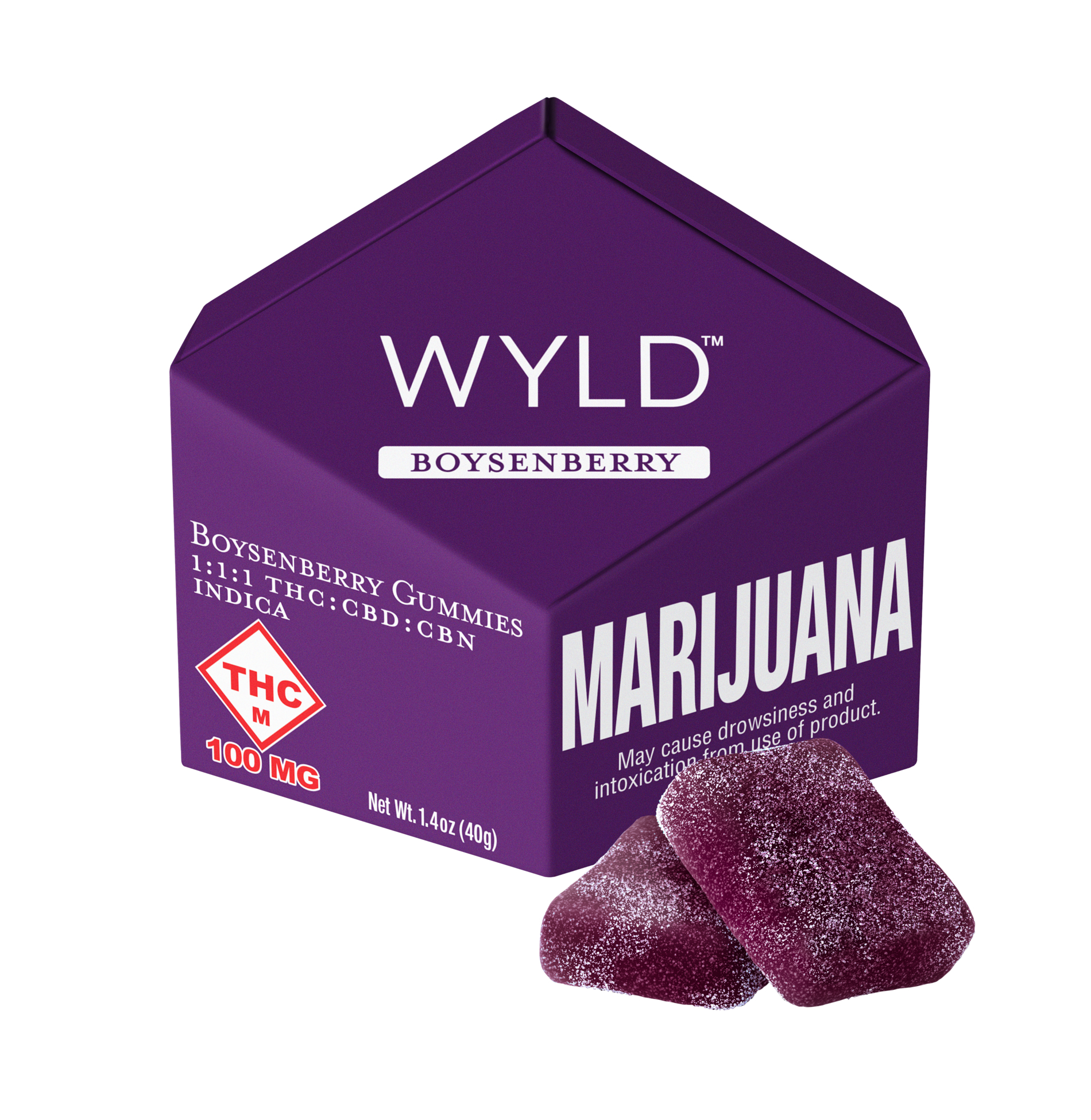 Photograph of product: Boysenberry TH-oui:CBD:CBN Gummies (100mg)