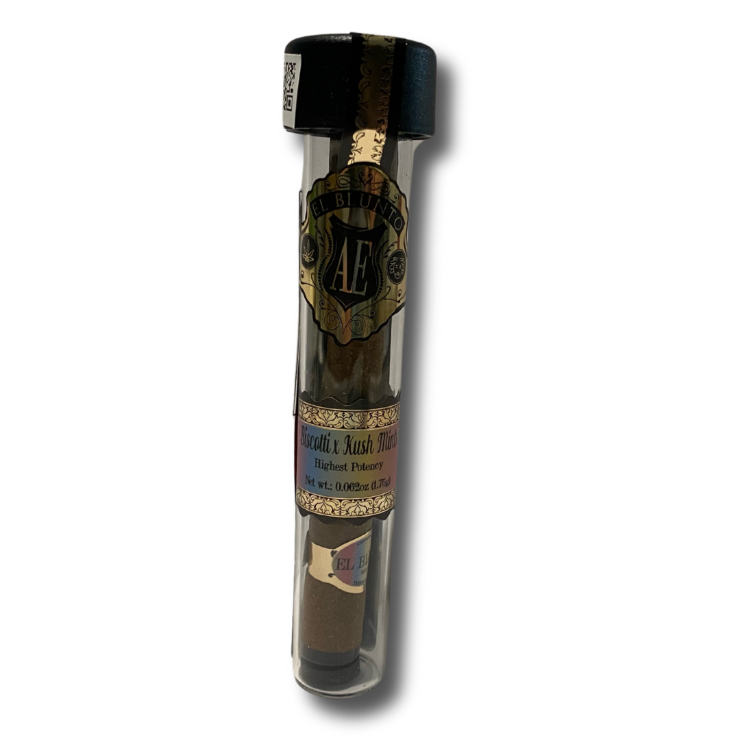 Photograph of product: El Blunto 1.75G Pre Roll Biscotti X Kush Mints