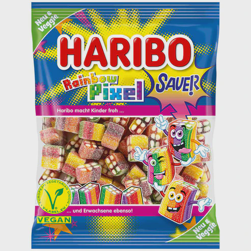 Photograph of product: Unmedicated Snacks/Drinks - Haribo Rainbow Pixel 160g (Germany)