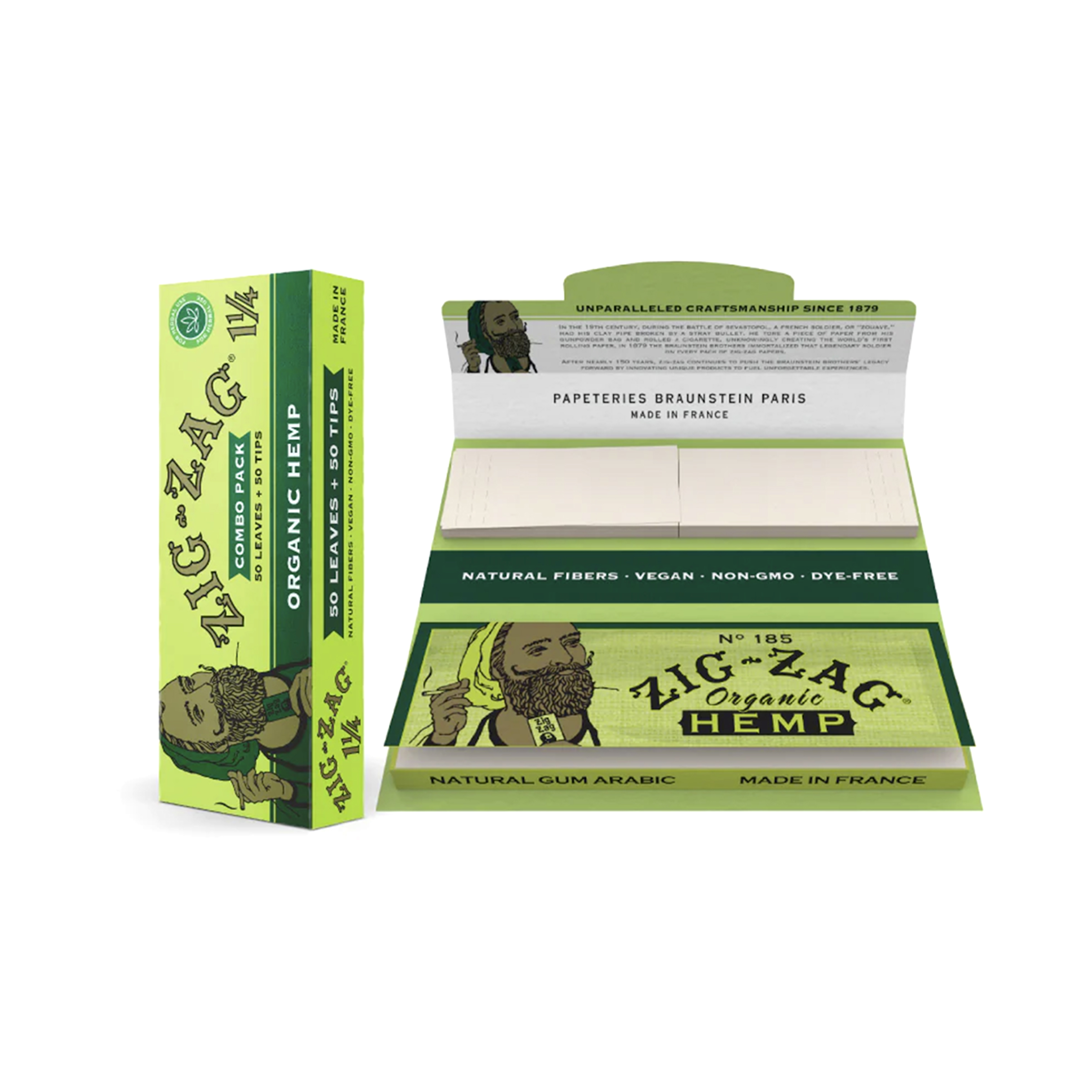 Photograph of Product: 1.25" Organic Hemp Papers + Tips Combo - 50 pack