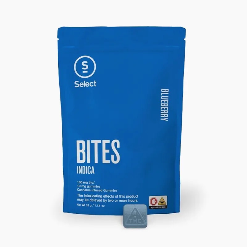 Photograph of product: Select Classic Bites 2.0 Blueberry 10 Pack 100mg - Oui'd
