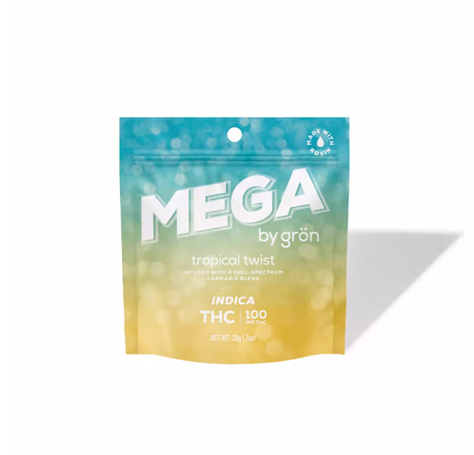 Photograph of product: Grn | Tropical Twist (Oui'd) Mega Gummies, 100mg