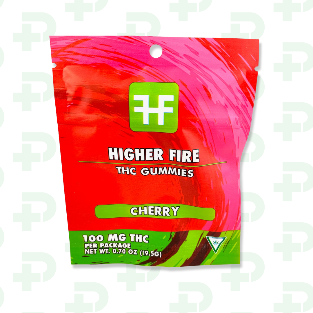 Photograph of product: Higher Fire 100mg Gummies - Cherry