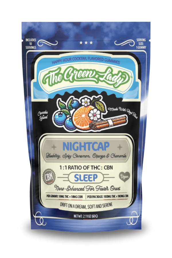 Photograph of product: The Green Lady | Nightcap Gummies | 100mg Package