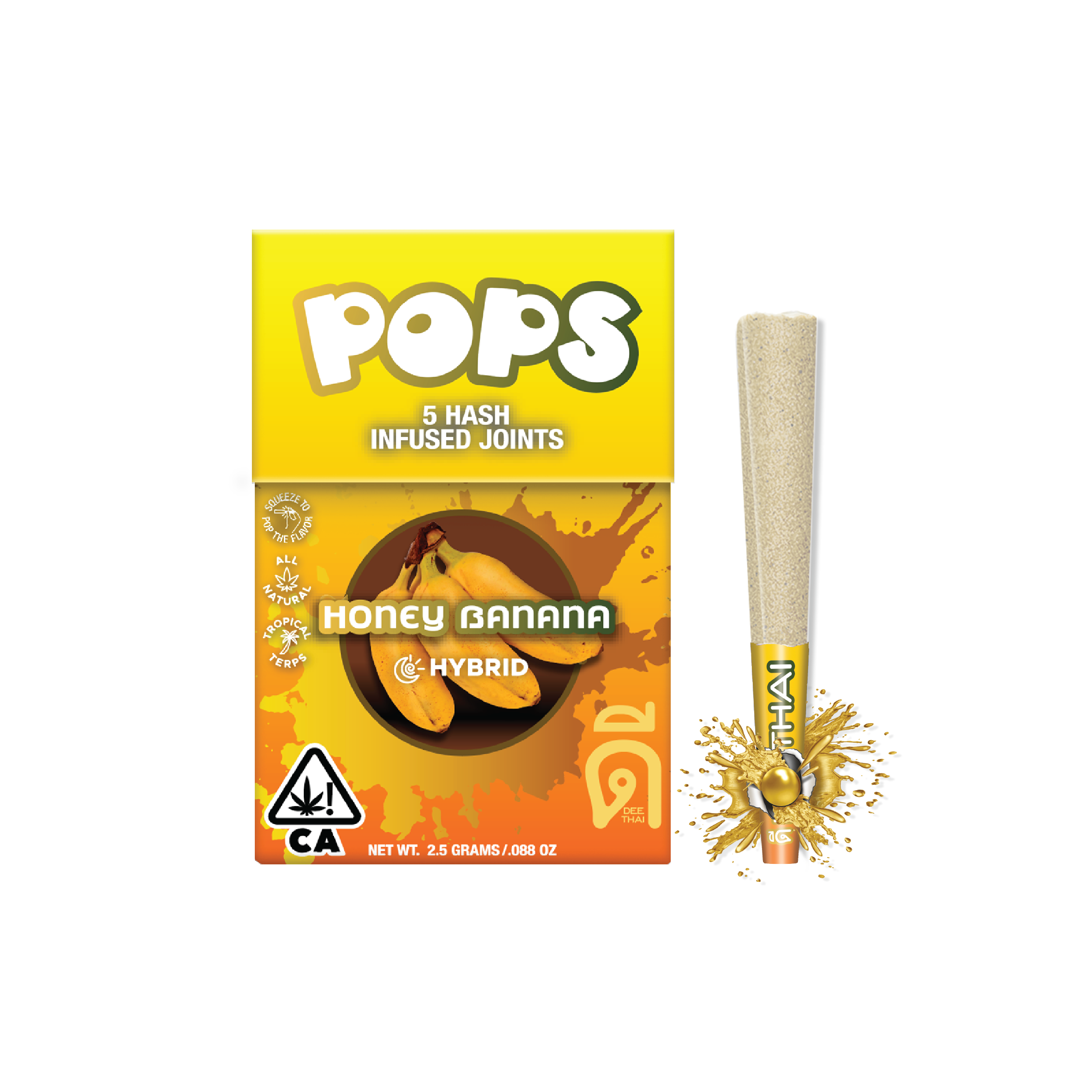 Photograph of product: Dee Thai Pops Infused Pre-Roll 5pk 2.5g Honey Banana
