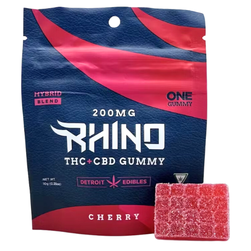 Photograph of Product: Detroit Edible Company Cherry Rhino 4:1 Single Serve Gummy THC/CBD 200mg