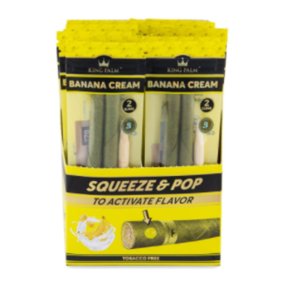 Photograph of product: King Palm "Slim" Banana Cream Pre-rolled Cones 2pk