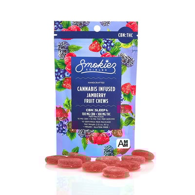 Photograph of product: Sour Blue Raspberry - Smokiez Gummies (10PK) - 96.70mg - 406 Farmacy