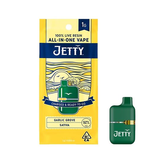 Photograph of product: Jetty AIO Live Resin Mini Tank Garlic Grove 1g - 
