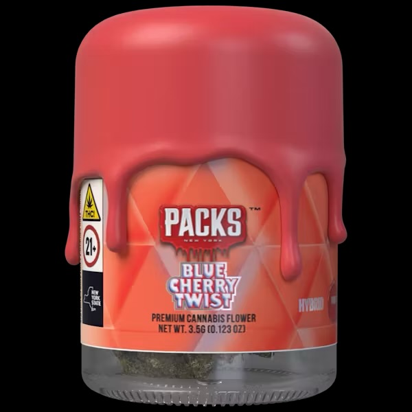 Photograph of product: Packs | Flower | Blue Cherry Twist | Hybrid - 3.5g