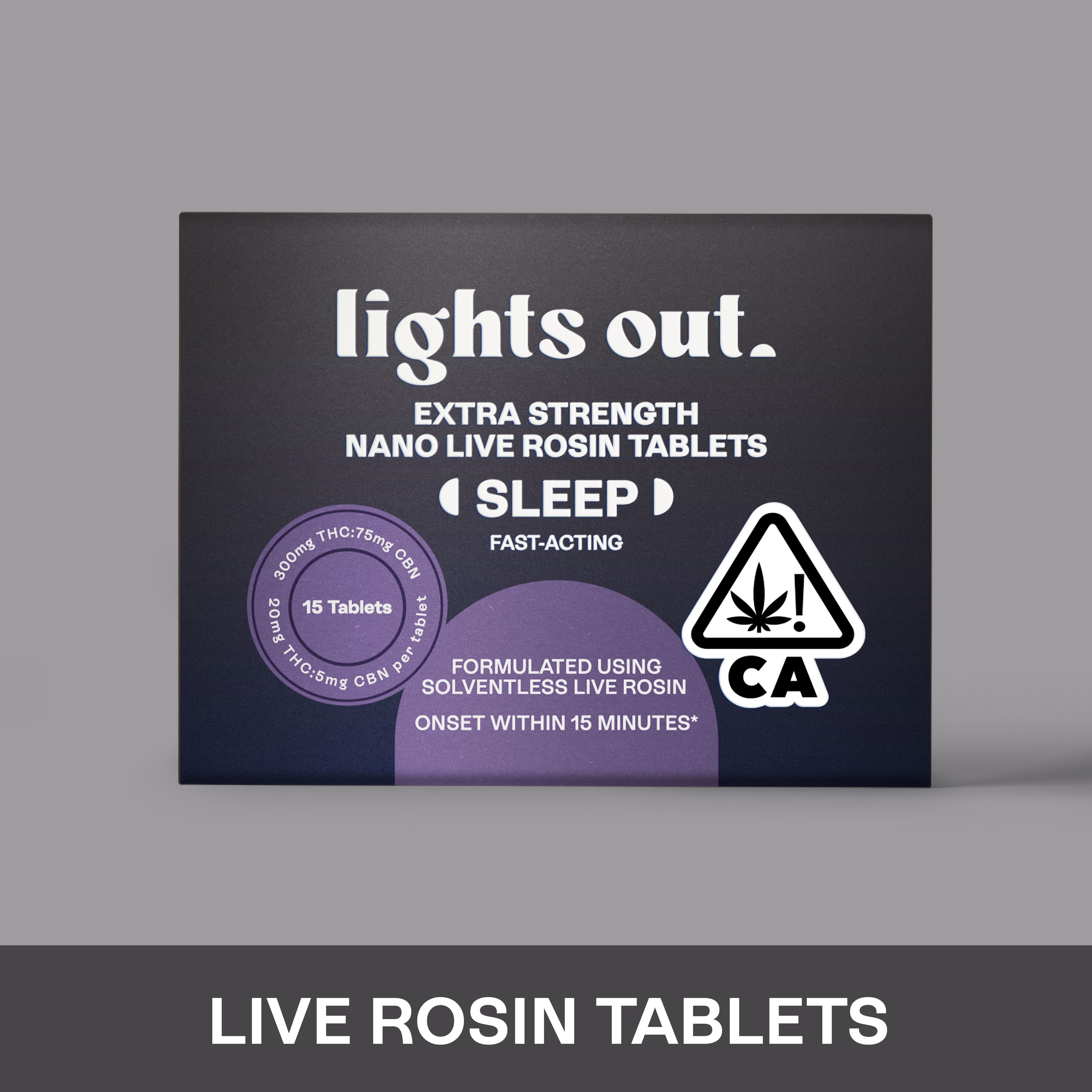 Photograph of product: Lights Out - Extra Strength Sleep Rosin Tablets 300mg