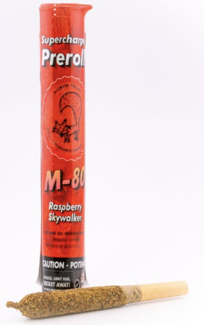 Photograph of product: Raspberry Skywalker OG - M80 Infused Pre-Roll - PVX