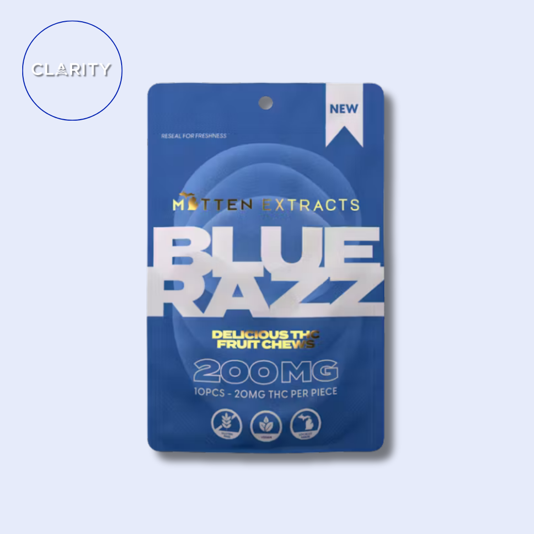 Photograph of product: Mitten Extracts | 200mg Gummies | Blue Razz