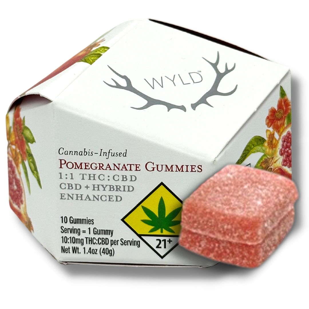 Photograph of product: Pomegranate Hybrid TH-oui/CBG 1:1 Gummies