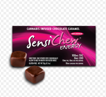 Photograph of product: Sensi - Energy- 100mg Chocolate Caramels 10mg each