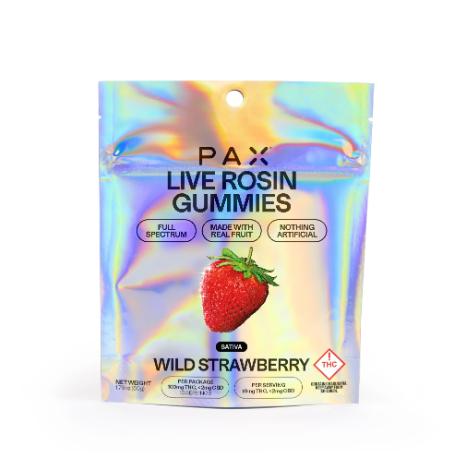 Photograph of product: PAX Wild Strawberry Live Rosin Gummies ~5mg 20pk (~100mg) (Vegan)