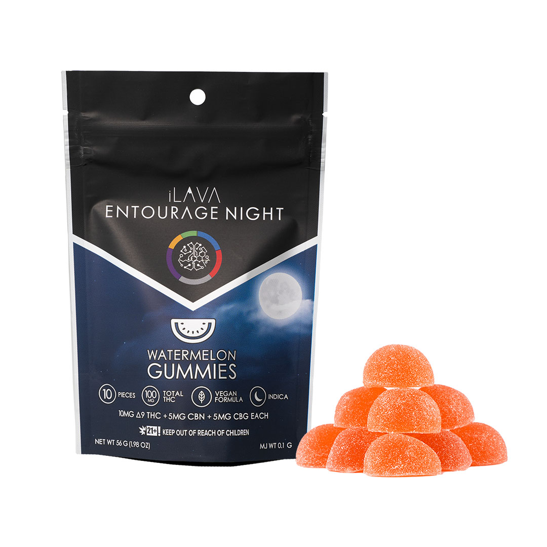 Photograph of product: Entourage Night Gummies 100mg - Watermelon
