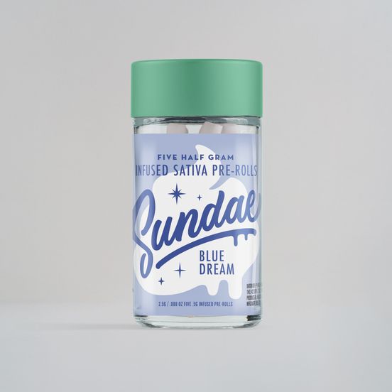 Photograph of product: Sundae - Blue Dream 5pk Infused Pre Rolls 2.5g - 