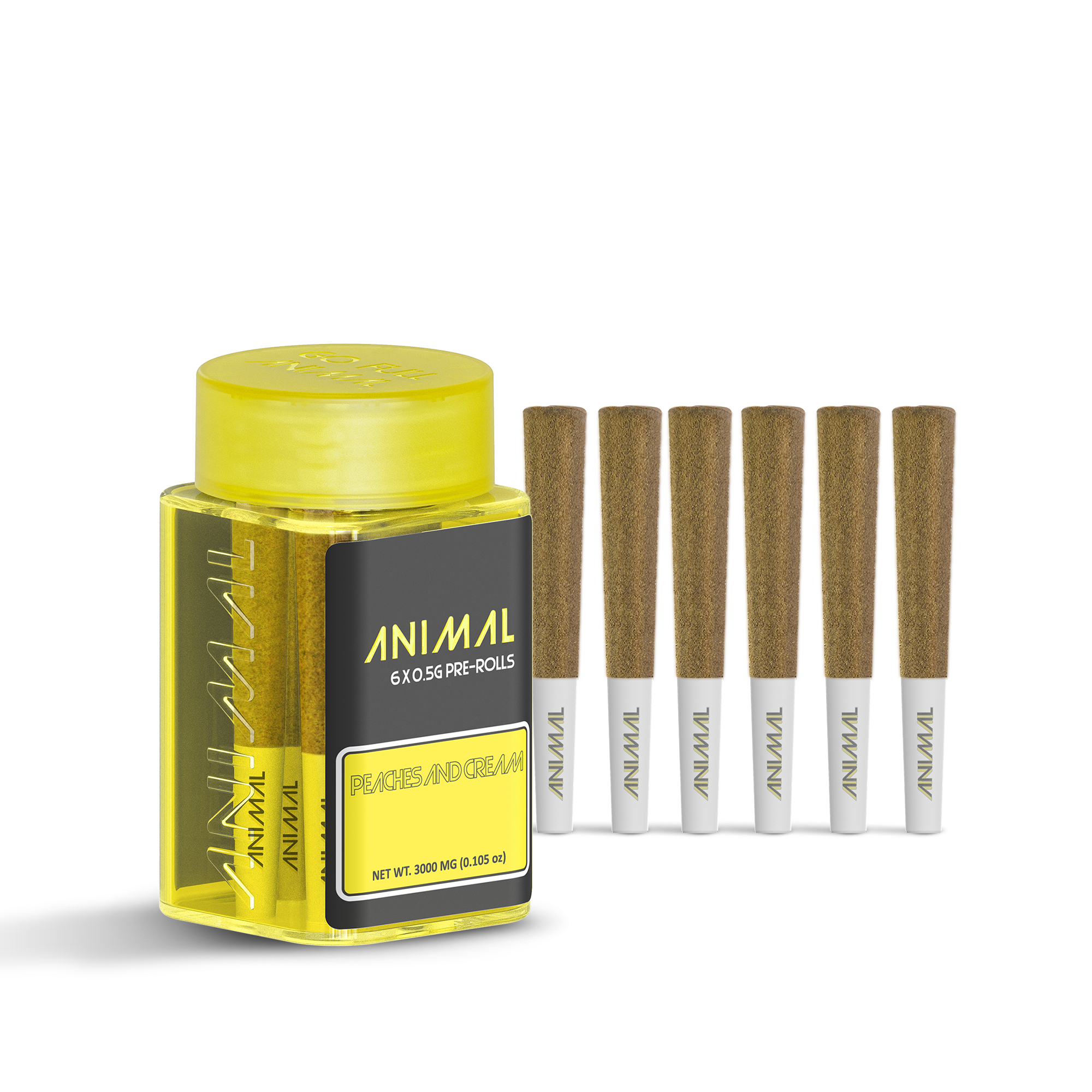 Photograph of product: Animal Peaches and Cream .5g Infused Pre-roll 6pk 3g