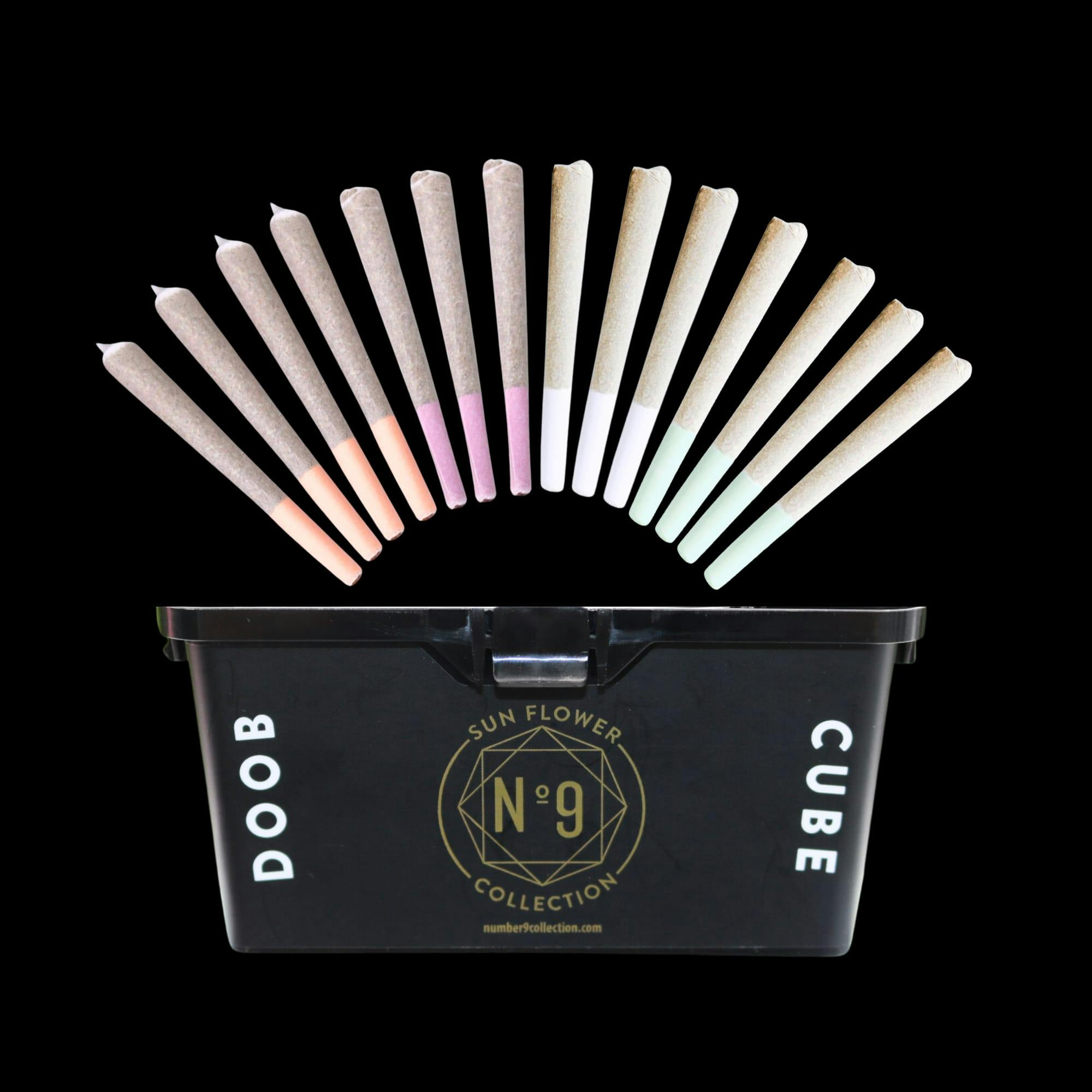 Photograph of product: No. 9 Collection | Doob Cube Original | 1g PreRoll | 14 Pack | 4 Strain Variety