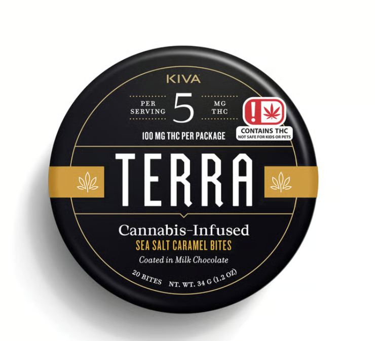 Photograph of Product: Kiva 'Terra' | Salted Caramel Bites | 100mg THC | 20 pc