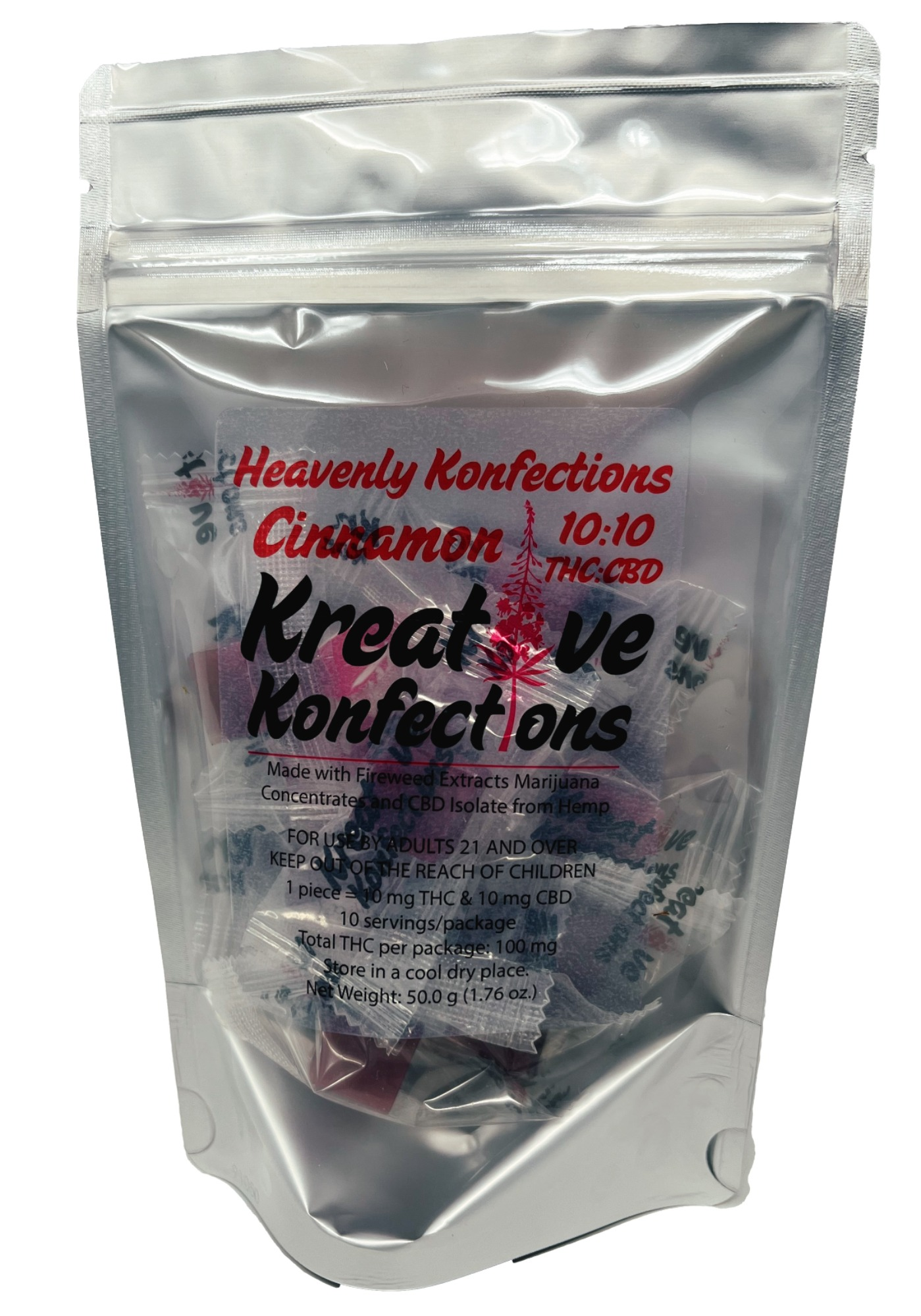 Photograph of product: 10mg 1:1 TH-oui/CBD Cinnamon Heavenly Soft Chews 10-Pack by Kreative Konfections