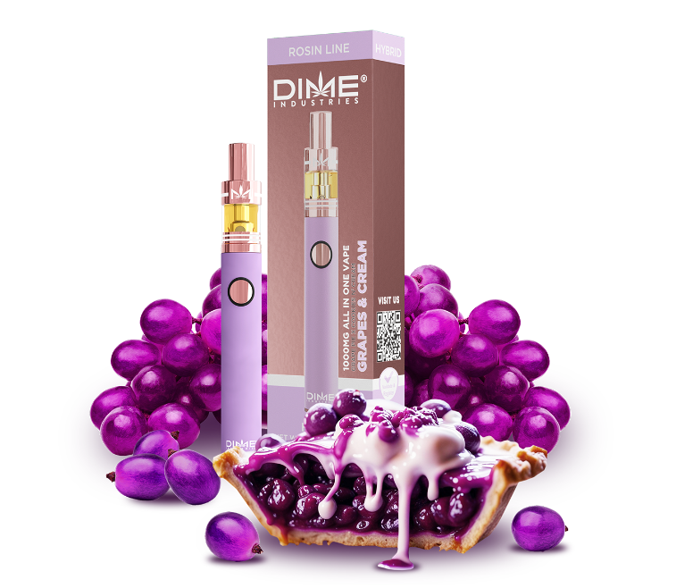 Photograph of product: Dime | Grapes N Cream | Rosin All-In-One Rechargeable Vape | 0.6g