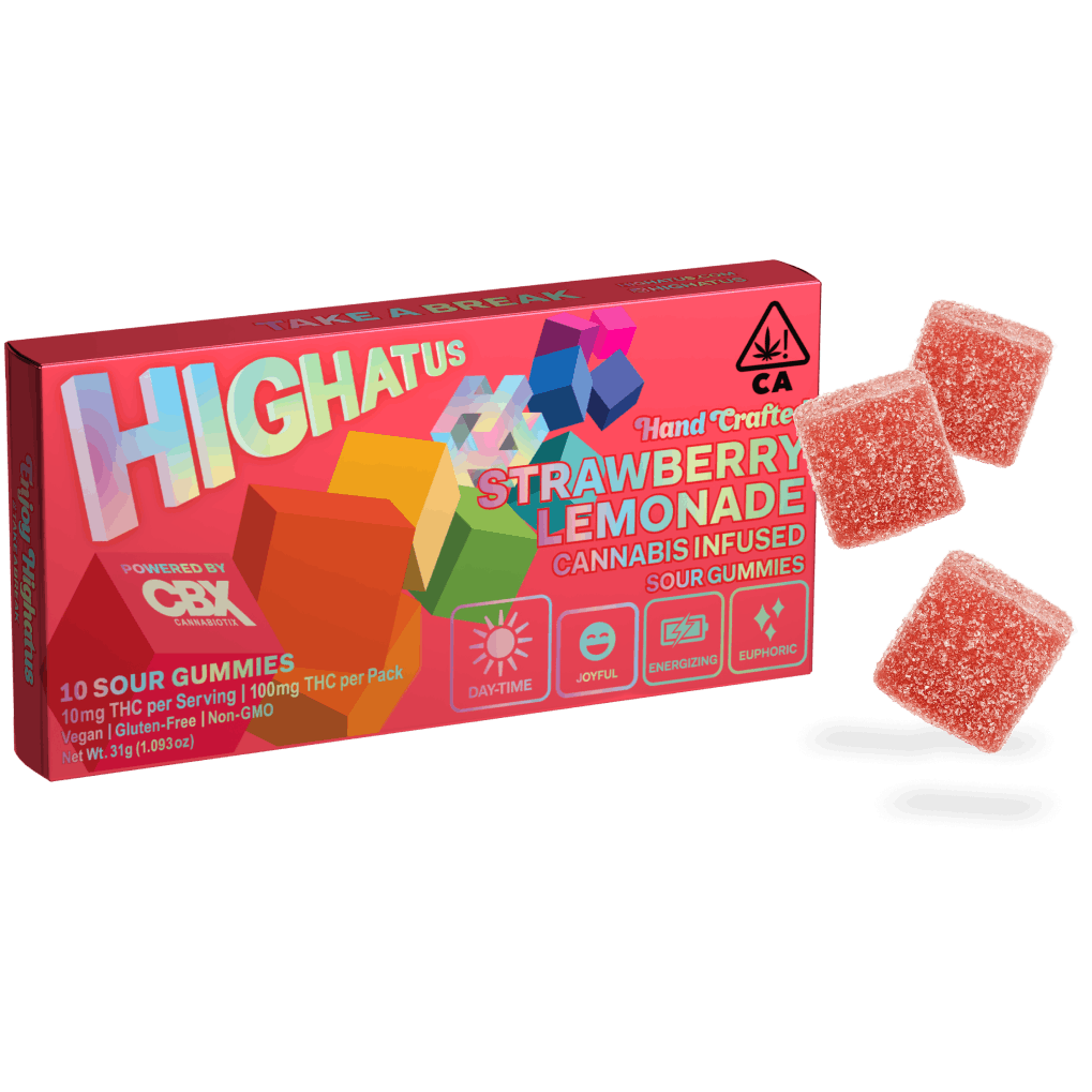Photograph of product: HIGHATUS | STRAWBERRY LEMONADE | 10MG SOUR GUMMIES | 10PK