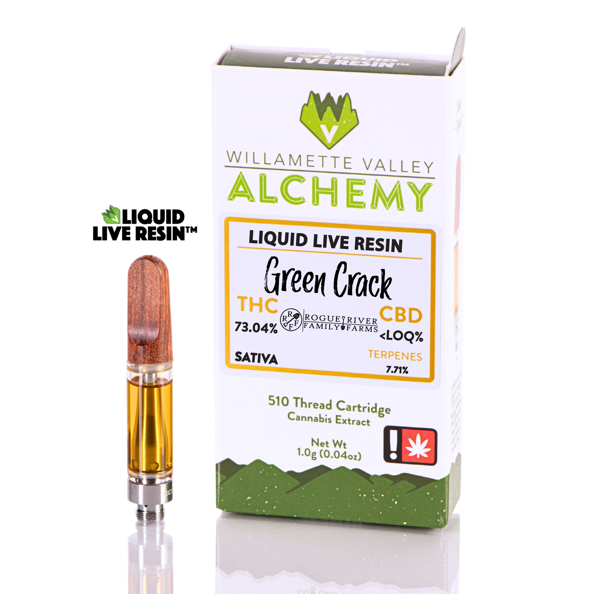Photograph of product: Willamette Valley Alchemy - Liquid Live Resin Cartridge - Green C.