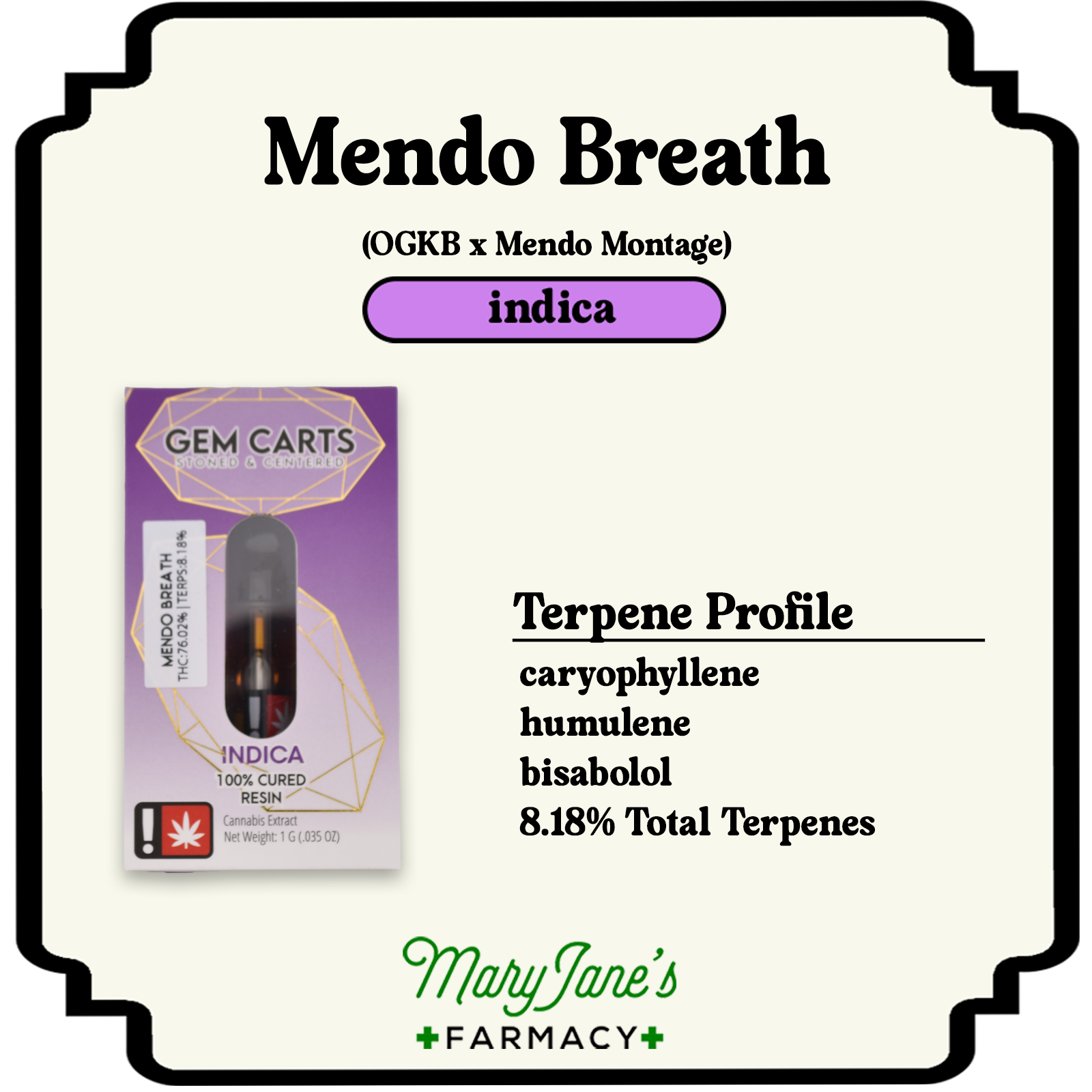 Photograph of product: Mendo Breath Liquid Diamond Cartridge | 1g