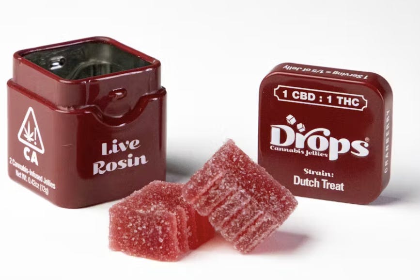 Photograph of product: CRANBERRY 1:1 | LIVE ROSIN GUMMIES | 2 PIECE | 100MG | DROPS