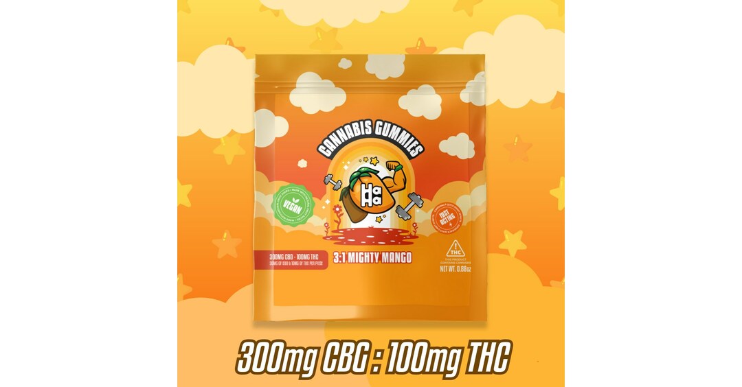 Photograph of product: Mighty Mango Gummies 100mg (10-Pack | 10mg Each)