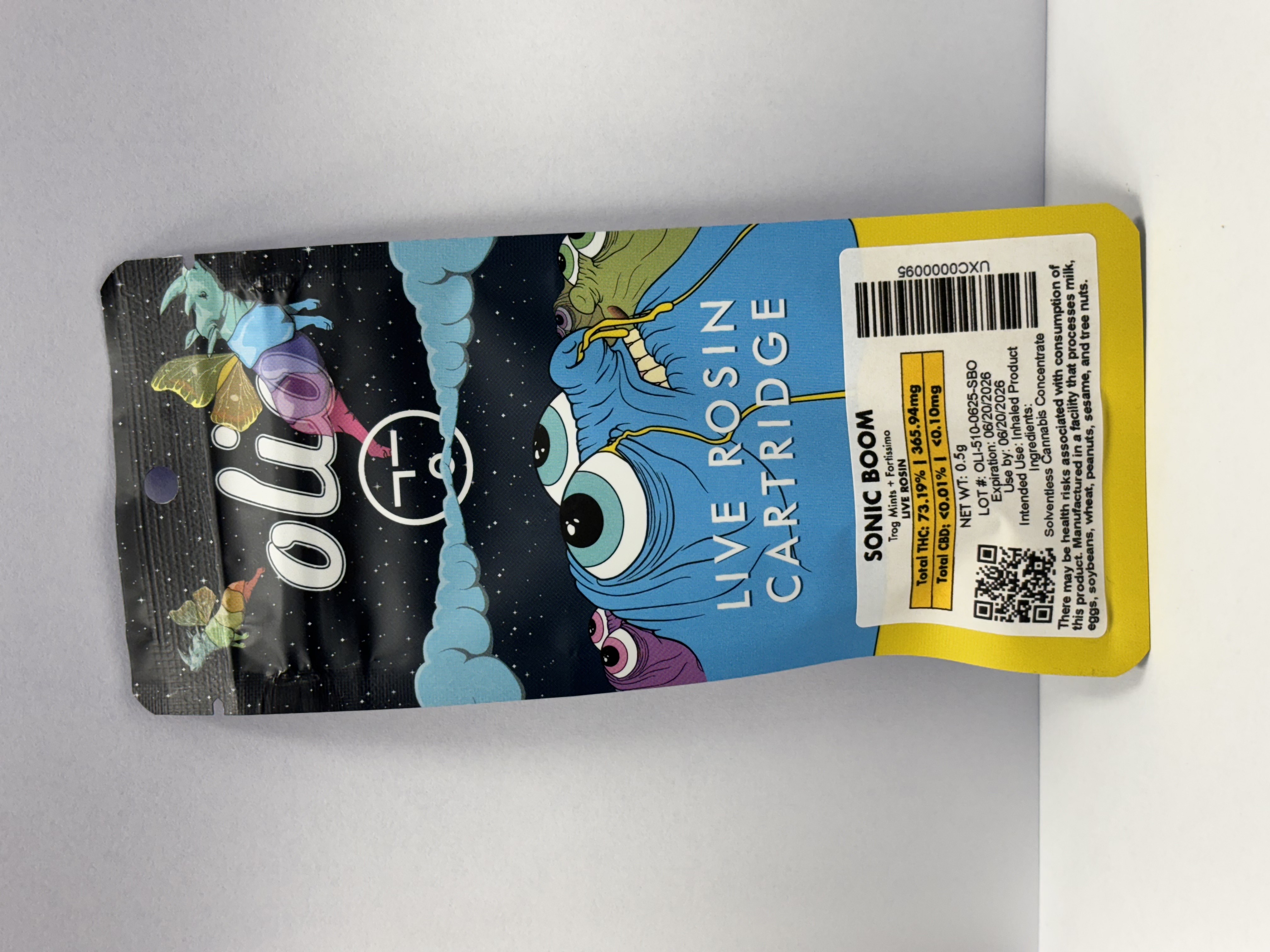 Photograph of product: Olio Sonic Boom Live Rosin Cartridge