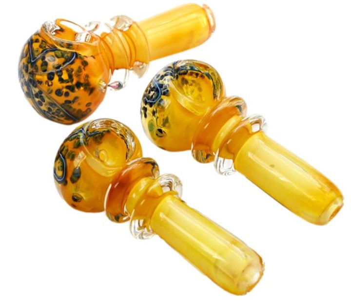 Photograph of product: 35PGFMRM 3.5" DOUBLE RIM GOLD FUMED HAND PIPE