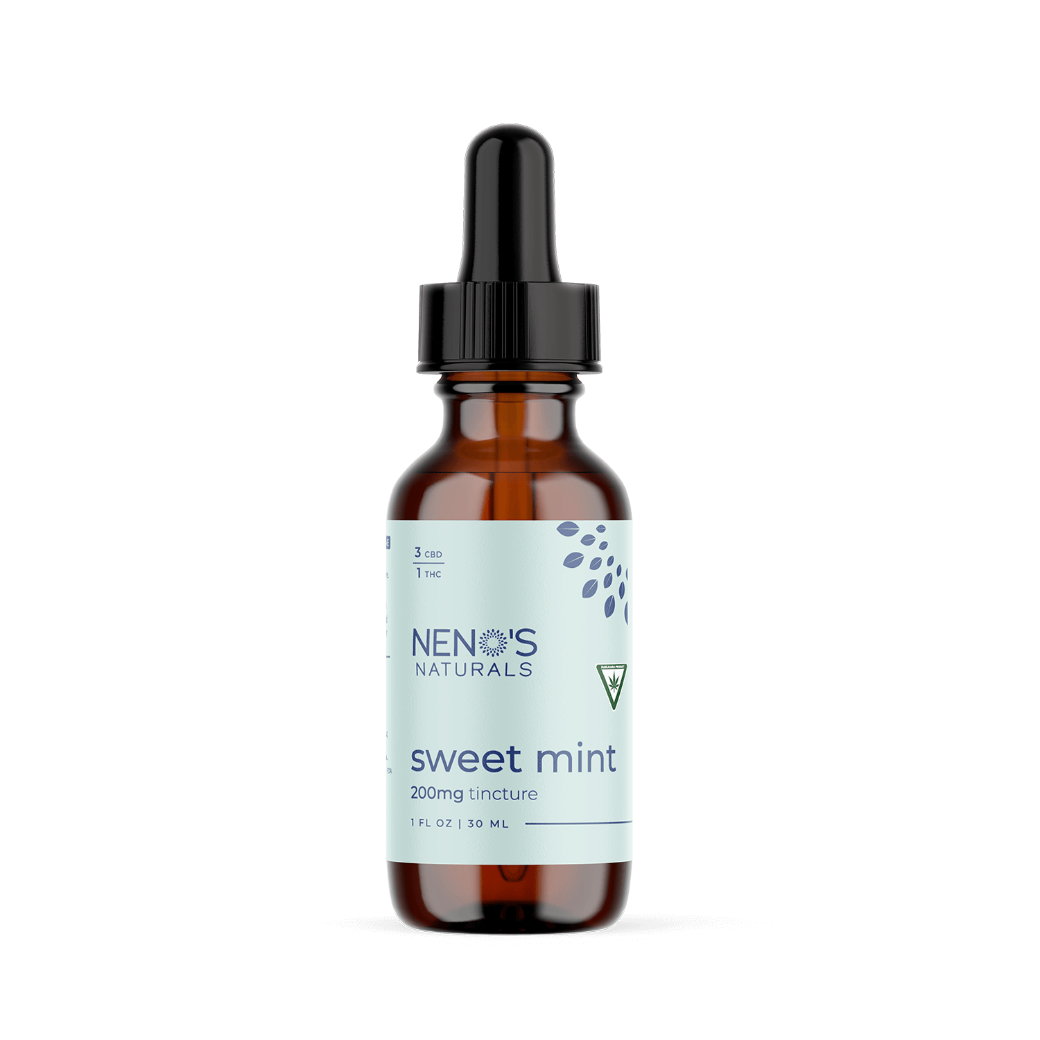 Photograph of product: Neno's Naturals Calm 3:1 150mg CBD/50mg TH-oui Sweet Mint Tincture Rec