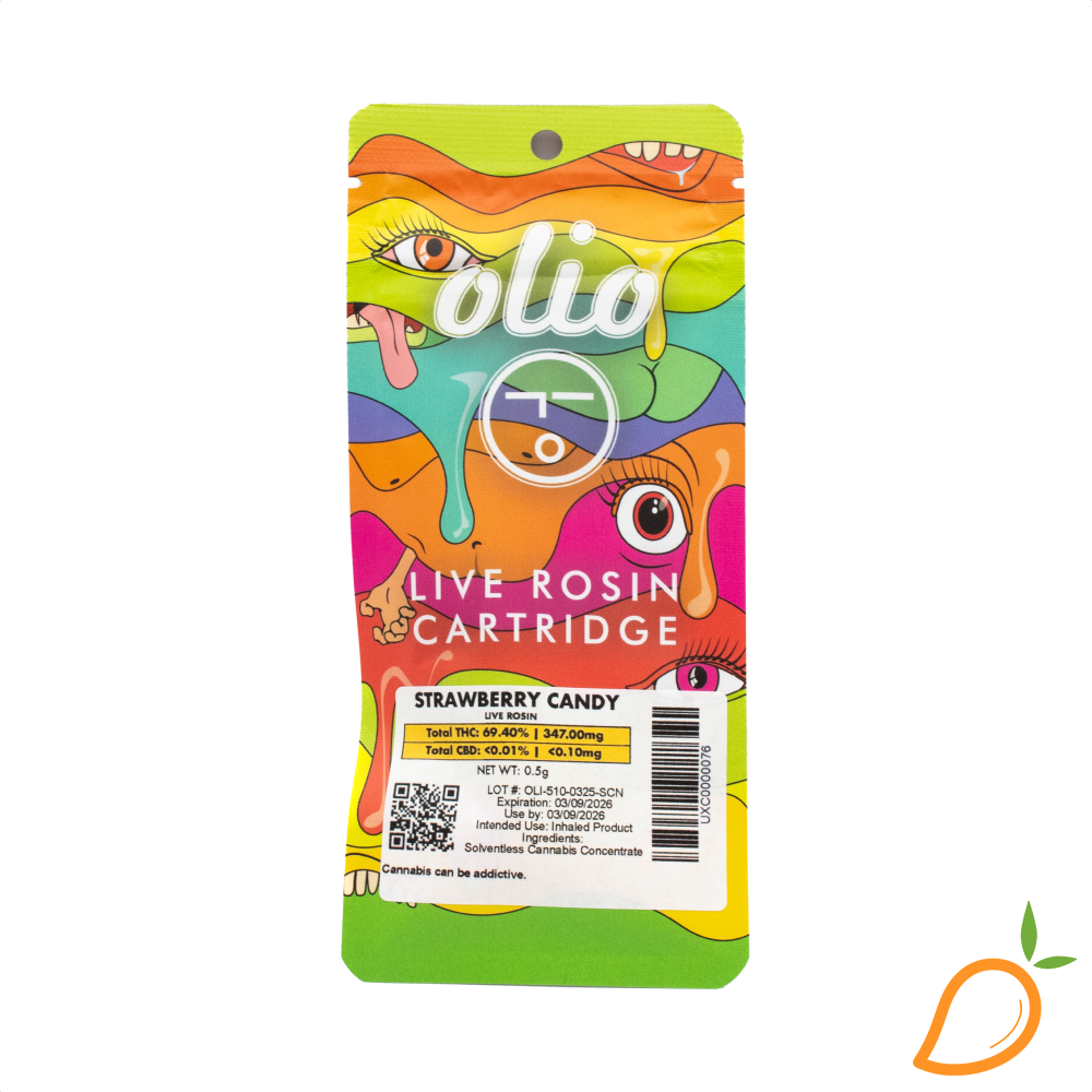 Photograph of product: 0.5g Strawberry Candy Live Rosin Vape Olio