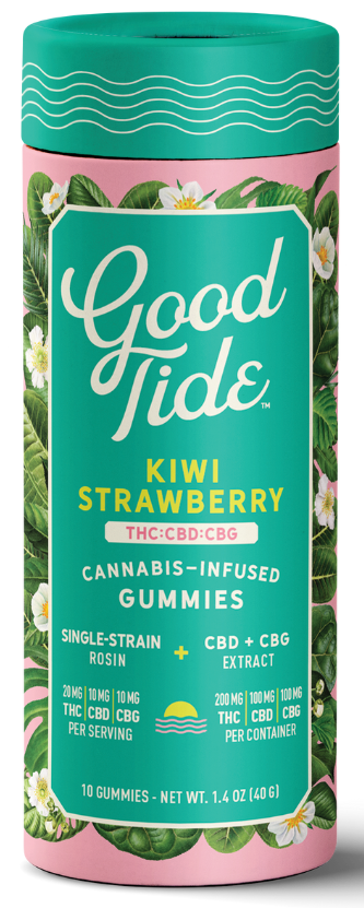 Photograph of product: Good Tide | Kiwi Strawberry | 200mgTHC:200mgCBD:200mgCBG Gummies