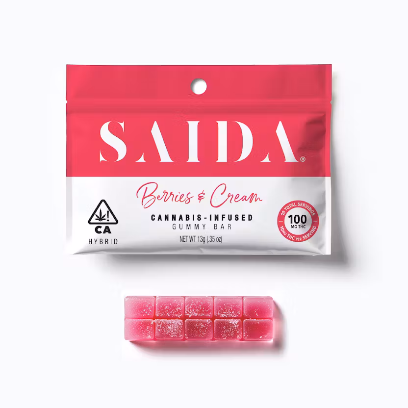 Photograph of product: Saida - Berries & Cream - Gummy Bar 100mg