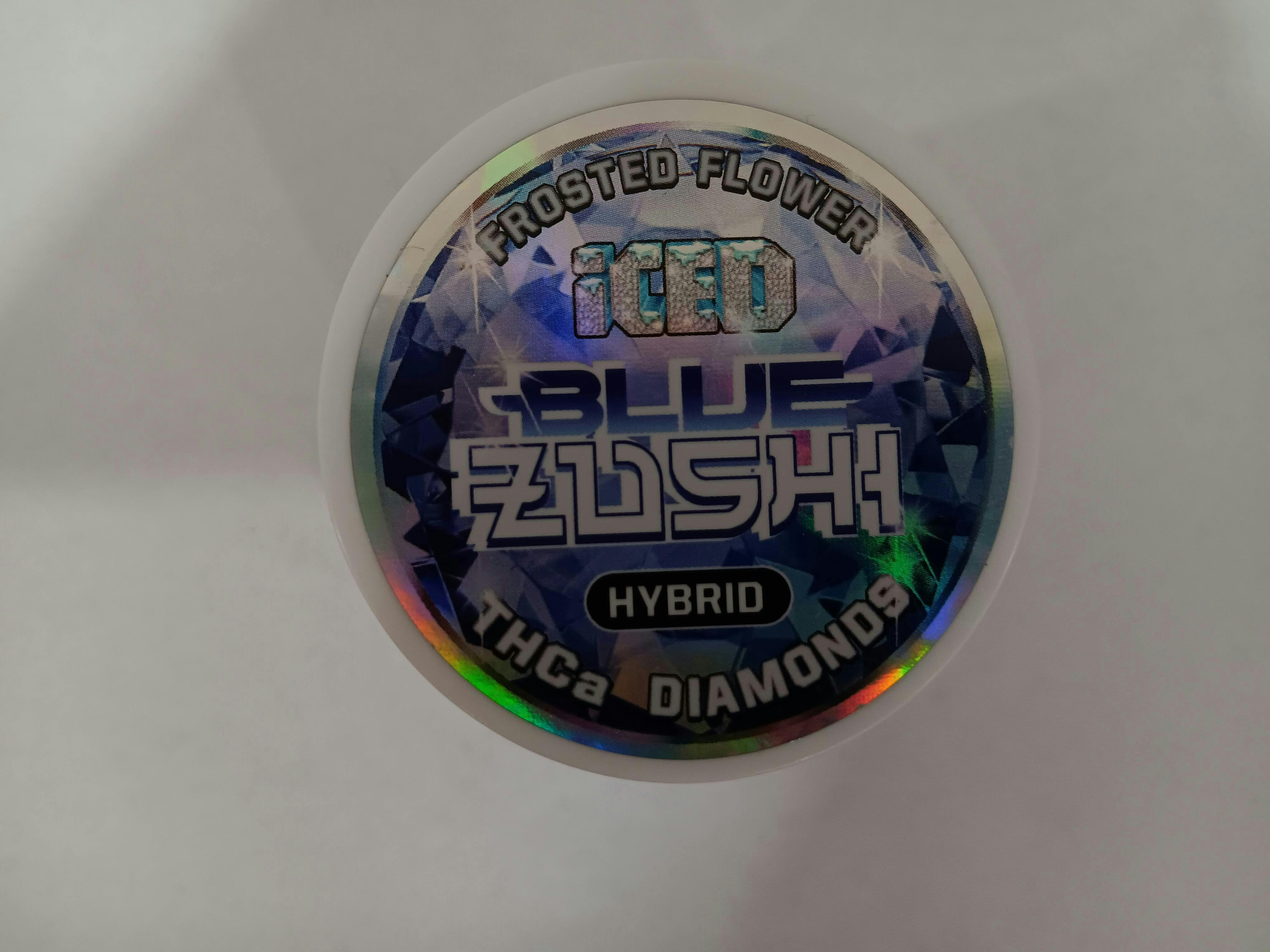 Photograph of product: Iced - Jarred Infused Flower - 3.5g - Blue Zushi, - 1 gram