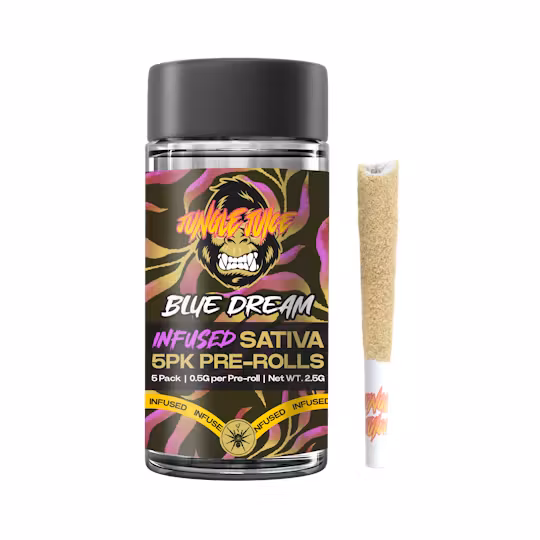 Photograph of product: Jungle Juice Infused Pre-roll | 5pk | Blue Dream (Oui'd)
