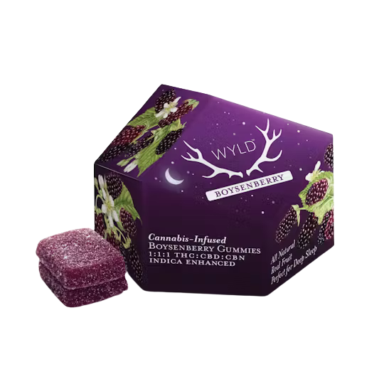 Photograph of product: WYLD - Boysenberry 1:1:1 TH-oui:CBD:CBN Oui'd Enhanced - Gummies - 100mg
