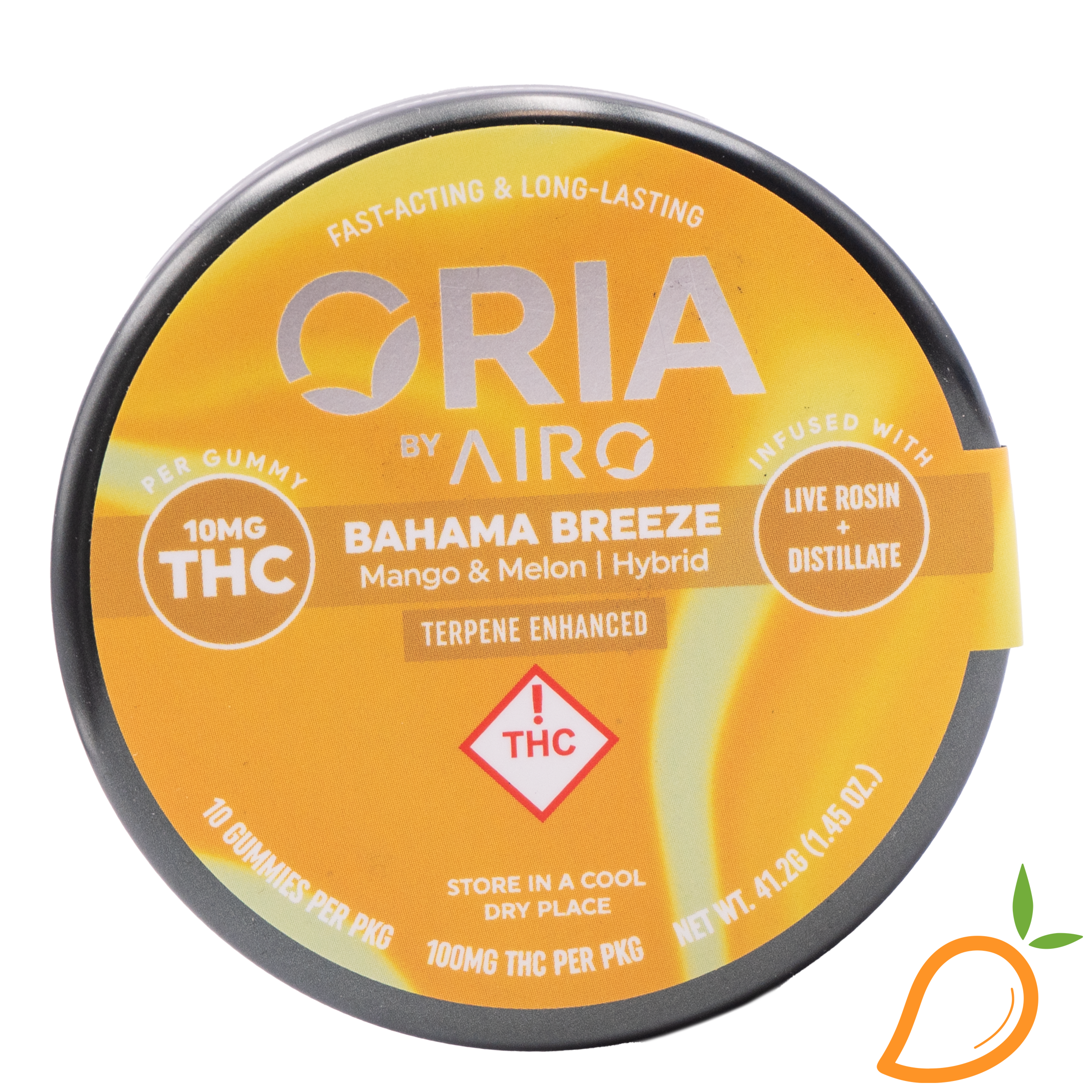 Photograph of product: 100mg Bahama Breeze Live Rosin Gummies ORIA
